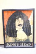 A large wooden Pub sign, 'The Kings Head',