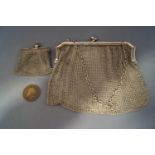 A silver mesh purse, London 1918, 170 g (5.