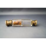 A Victorian silver gilt mounted double ended glass scent bottle, 12.