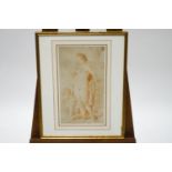 French school, late 18th century, Female nude with a putto, red chalk,