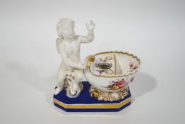An early 19th century Coalport porcelain inkwell,