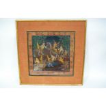 Indian School, Figures of Goddesses, gouache and gilt on linen,