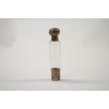 A French silver mounted glass flask, with pull off cup base,