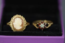 A 9 carat gold shell cameo ring,