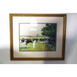 Matthew G Underwood, Cattle in a landscape, Watercolour, Signed lower right,