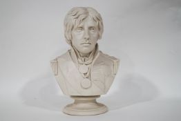 A 19th century Coalport Parian bust of Admiral Lord Nelson, on a low socle,