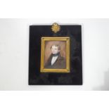 English school, early 19th century portrait miniature of a gentleman wearing a brown jacket,