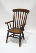A Country elm stick back kitchen chair,