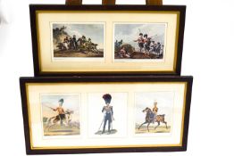 A set of fourteen Military prints, after the 19th century originals,