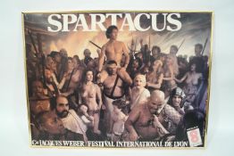 A Spartacus film poster, laid onto hard board,