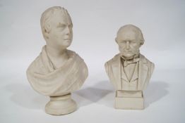 A Victorian Parian bust of a gentleman, probably William Ewart Gladstone, 17cm high,
