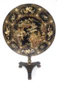 A 20th century Chinoiserie lacquered tilt top occasional table,