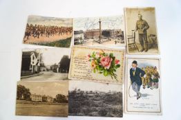 Various late 19th and early 20th century postcards, including WWI, recipe card,