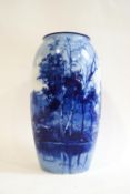 A Doulton earthenware vase of tall ovoid form with hand painted scene of Windsor Castle,