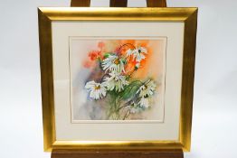 Carrie Diamond, b 1930, White Daisies, Watercolour, Signed Lower right, 30.