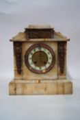 A 19th century marble eight day mantel clock of architectural form, with Classical metal mounts,