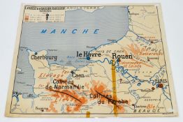 An early 20th century French geographical teaching map, double sided and laminated,