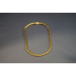 A 14 carat gold necklace, of fancy plaited style links, 42 cm long,