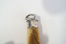 A silver mounted fox paw, stamped MENDIP Nov .