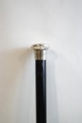 A Victorian silver topped ebonised walking cane