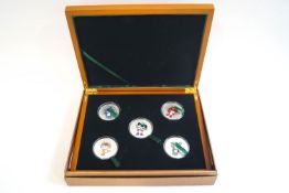A set of five commemorative coins for the Beijing 2008 Olympics, stamped 1oz,
