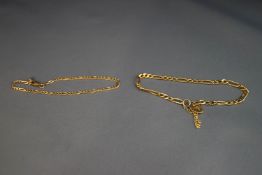 A 9 carat gold bracelet; and another of hollow links;