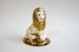 A Royal Crown Derby figure of a lion designed by Louise Adams,