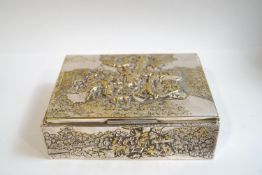 A 20th century silver plated cigarette box,