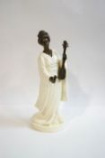 A Minton porcelain and bronze figure of a Geisha, printed factory marks,