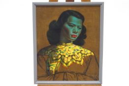 After Tretchikoff, Portrait of The Green Lady, Coloured print, 60cm x 50.