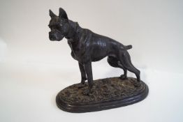After Mene, a bronze figure of a bull mastiff on oval base,