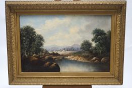 H W Rington, Extensive landscape, Oil on canvas, Signed lower left,