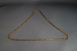 9 carat gold chain, of fetter and three links, 54 cm long, 18.