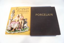 A collection of Continental and English ceramics reference books, including Meissen, Sevres,