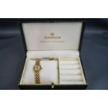 Sovereign, a 9 carat gold and diamond set lady's bracelet watch,