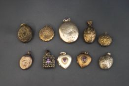 A collection of ten silver and silver coloured lockets