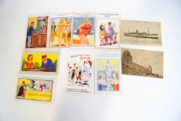 A quantity of Victorian and later postcards, mainly humorous, some advertising and general,
