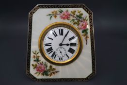 A silver and guilloche enamel boudoir clock, Birmingham 1928,