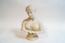 A Parian bust of a young lady on socle base,