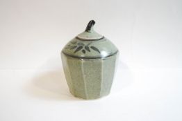 Jeremy Leach (b1941), a Lowerdown pottery stoneware twelve sided jar and cover,