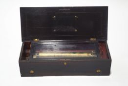 A Victorian rosewood and simulated rosewood music box,