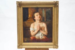 Continental school, late 18th century, Portrait of a young boy praying, Oil on canvas, 76.