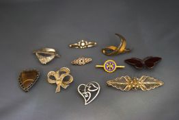 A Marius Hammer enamel butterfly brooch;
