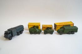 Four Dinky military die cast vehicles, three with boxes, 677 Armoured Command Vehicle,