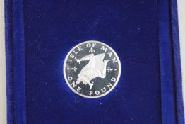 A silver proof Isle of Man £1, 1978,