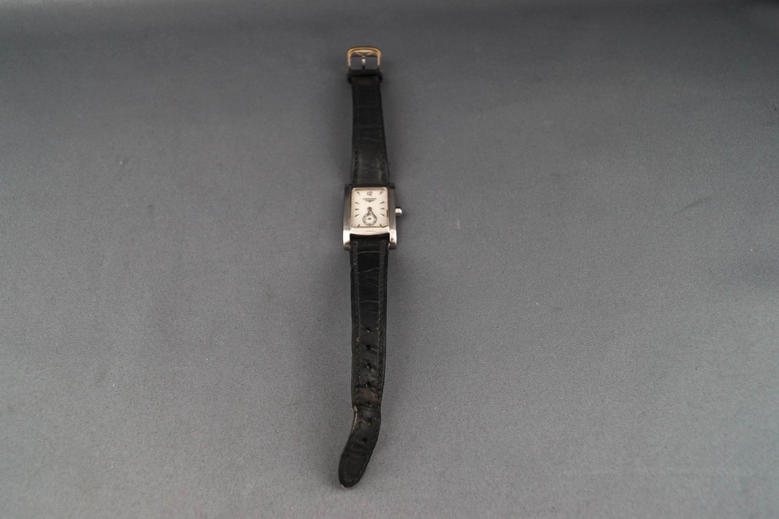 Longines, a lady's stainless steel rectangular wrist watch, - Image 2 of 2