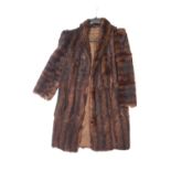 A 1940's ladies mink fur coat, three quarter length, 105cm long from shoulder,