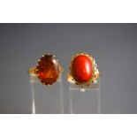 Two gem set rings, comprising a 9ct gold and oval citrine single stone ring, Birmingham 1972,