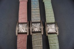 Three Renato, '41 diamonds' lady's stainless steel wrist watches,