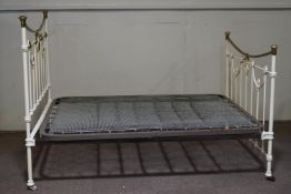 A Victorian painted brass double bed,